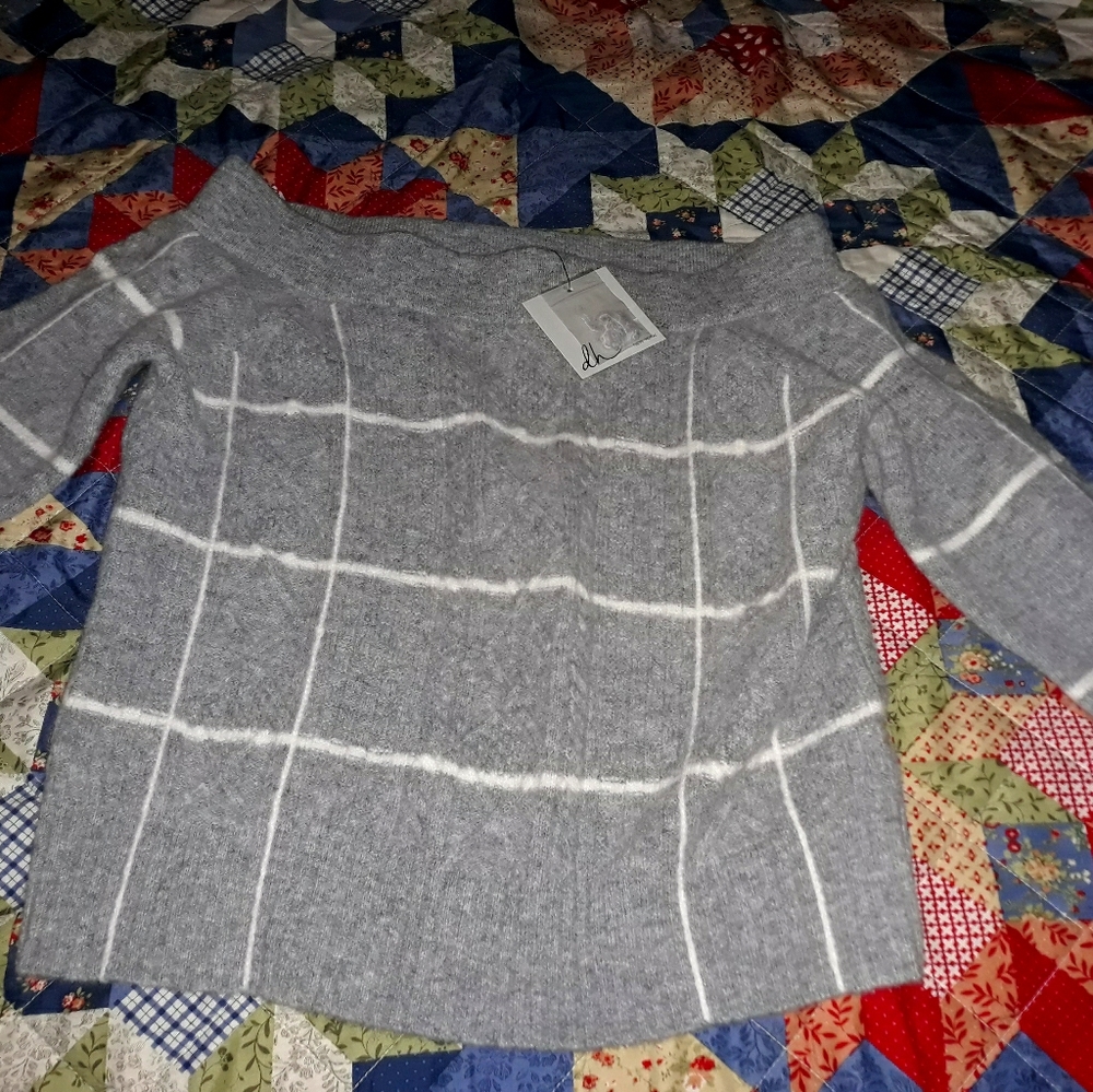 Grey and white sweater